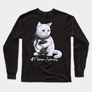 Cute Cat Melanoma Awareness Month Black Ribbon Survivor Survivor Gift Idea Long Sleeve T-Shirt